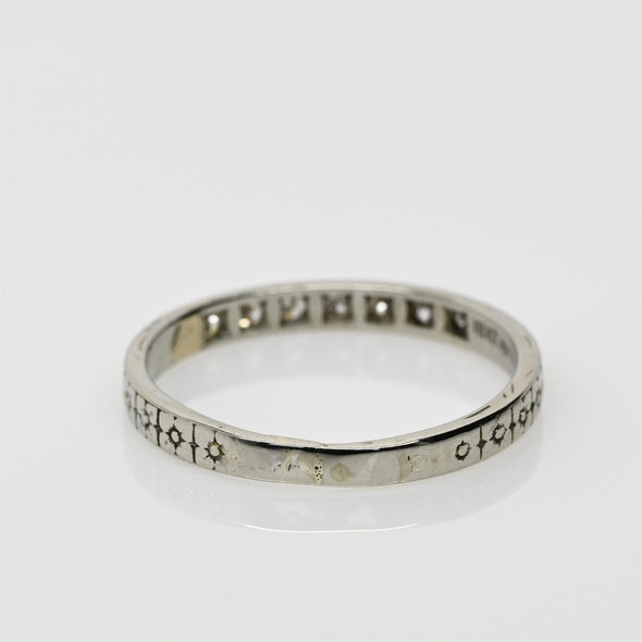 Circa 1920's Art Deco Single Cut Diamond and Floral Pattern Wedding Band