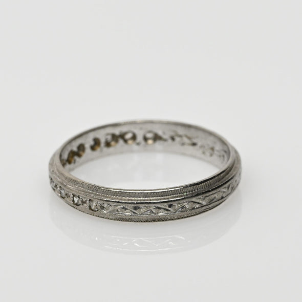 Vintage Diamond and Milgrain Wedding Band