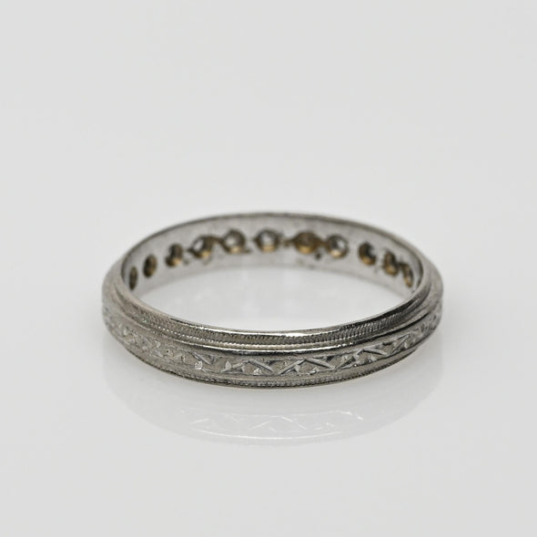 Vintage Diamond and Milgrain Wedding Band