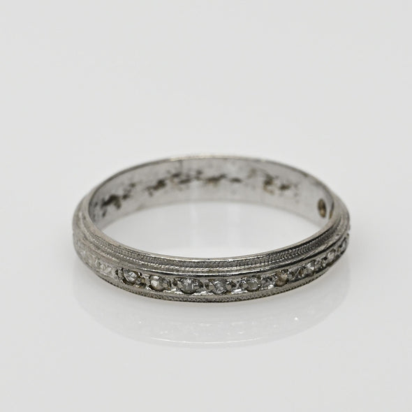 Vintage Diamond and Milgrain Wedding Band