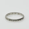 Dated 2-4-34 Floral Patterned Antique 18K White Gold Wedding Band