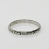 Dated 2-4-34 Floral Patterned Antique 18K White Gold Wedding Band