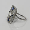 Art Deco Platinum Old European Cut Diamond & Sapphire Filigree Ring