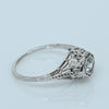 Antique 18K White Gold Filigree Diamond Ring with Octagonal Bezel Setting
