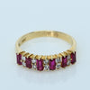 Ruby and Diamond Alternating Gemstone Band 14k Gold Ring