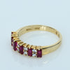 Ruby and Diamond Alternating Gemstone Band 14k Gold Ring