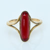 Vintage Ruby Bezel Set Long Oval Split Shank 18k Gold Ring