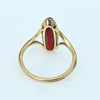 Vintage Ruby Bezel Set Long Oval Split Shank 18k Gold Ring