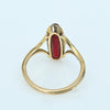 Vintage Ruby Bezel Set Long Oval Split Shank 18k Gold Ring