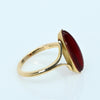 Vintage Ruby Bezel Set Long Oval Split Shank 18k Gold Ring
