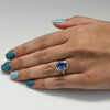 Art Deco 5.2ct Blue Sapphire Oval Tri Color 14k White Gold Filigree Ring