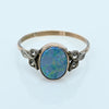 Antique Opal and Diamond Bezel Set 9K Gold Ring