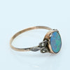 Antique Opal and Diamond Bezel Set 9K Gold Ring