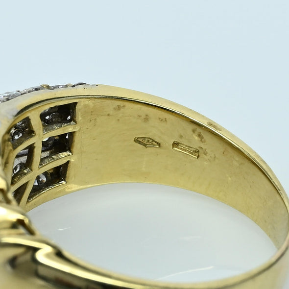 2.75ctw Tapered Baguette and Round Brilliant Diamond 18K Gold Cocktail Ring