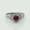 Vintage 0.32ctw Ruby Diamond Cluster Platinum Ring