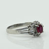 Vintage 0.32ctw Ruby Diamond Cluster Platinum Ring