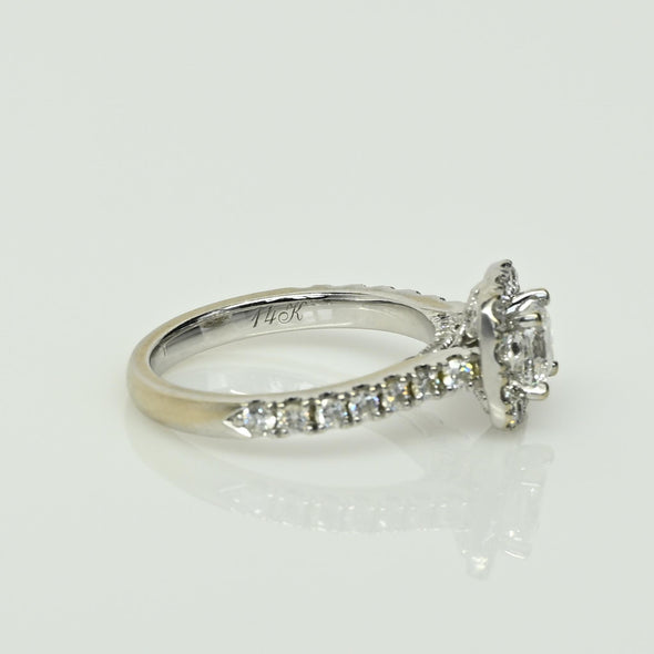 Neil Lane 1.3ct Cushion Cut Diamond 14k White Gold Halo Engagement Ring