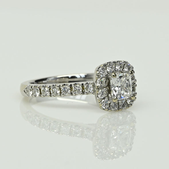 Neil Lane 1.3ct Cushion Cut Diamond 14k White Gold Halo Engagement Ring