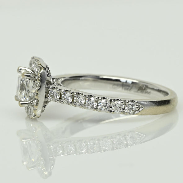 Neil Lane 1.3ct Cushion Cut Diamond 14k White Gold Halo Engagement Ring