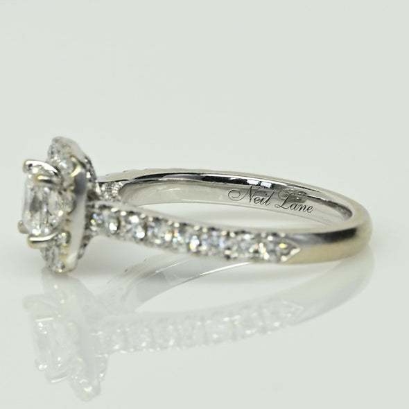 Neil Lane 1.3ct Cushion Cut Diamond 14k White Gold Halo Engagement Ring