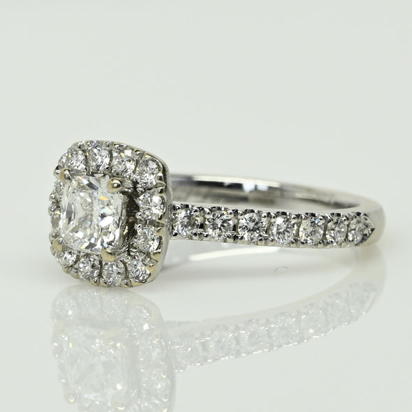 Neil Lane 1.3ct Cushion Cut Diamond 14k White Gold Halo Engagement Ring
