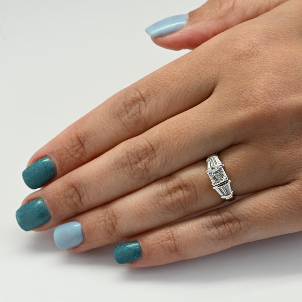 1.93ctw Asscher Cut G VS1 Diamond Platinum Baguette Engagement Ring w GIA