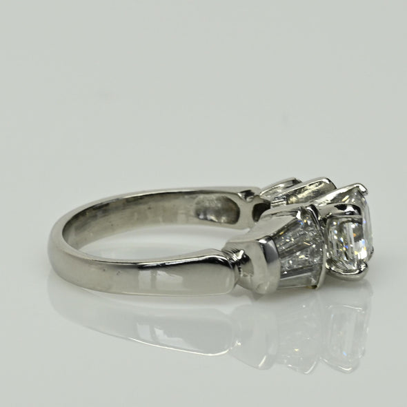 1.93ctw Asscher Cut G VS1 Diamond Platinum Baguette Engagement Ring w GIA