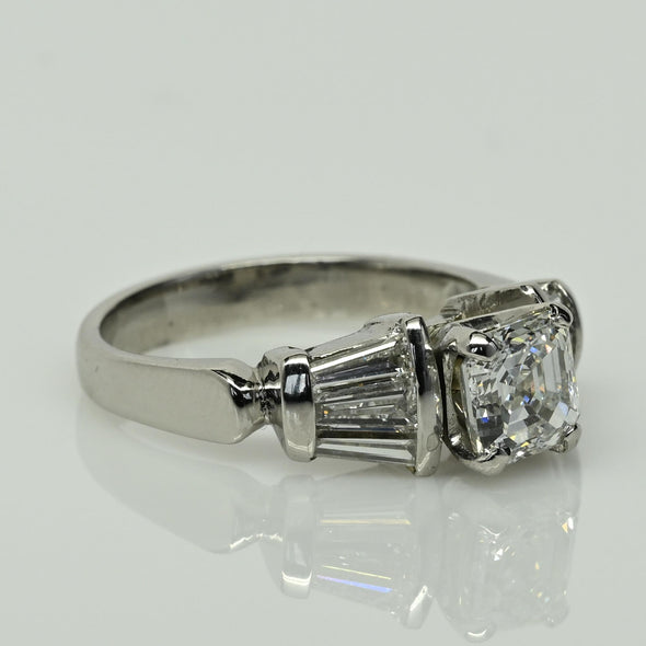 1.93ctw Asscher Cut G VS1 Diamond Platinum Baguette Engagement Ring w GIA