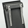 Art Deco 3.15ctw Round and Baguette Diamond Platinum Long Dangle Earrings