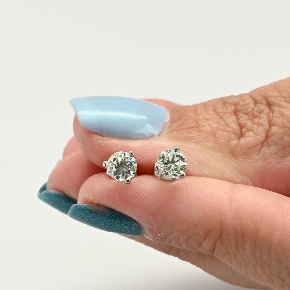 1.2ctw Round Brilliant J VS Diamond Martini Stud 14k White Gold Earrings