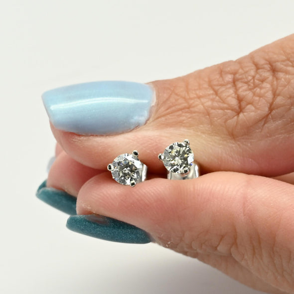0.80ctw Round Brilliant J I1 Diamond Martini Stud 14k White Gold Earrings