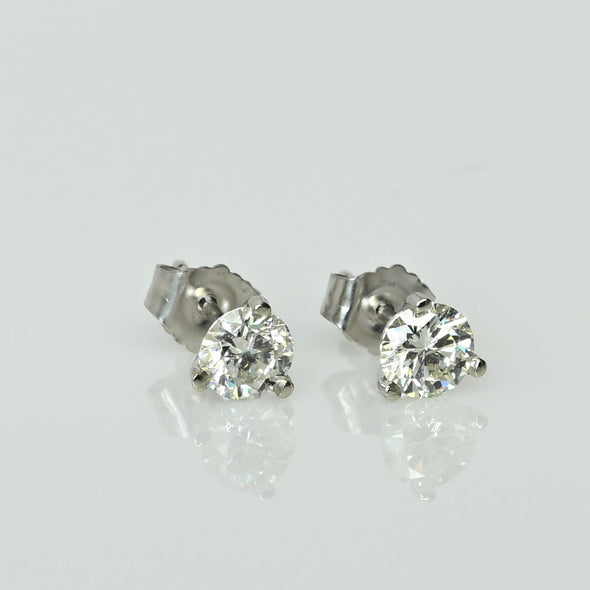0.80ctw Round Brilliant J I1 Diamond Martini Stud 14k White Gold Earrings