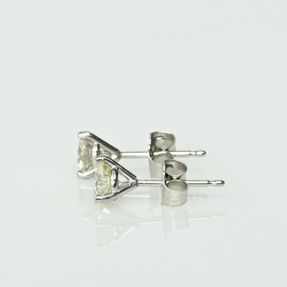 0.80ctw Round Brilliant J I1 Diamond Martini Stud 14k White Gold Earrings