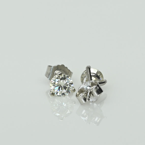 0.80ctw Round Brilliant J I1 Diamond Martini Stud 14k White Gold Earrings