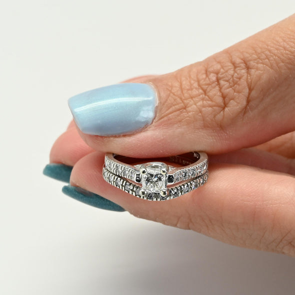 Princess Cut 0.50ct F VVS GIA Diamond Engagement Ring 14k White Gold Wedding Set