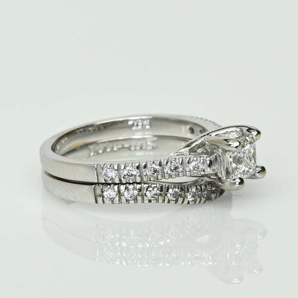 Princess Cut 0.50ct F VVS GIA Diamond Engagement Ring 14k White Gold Wedding Set