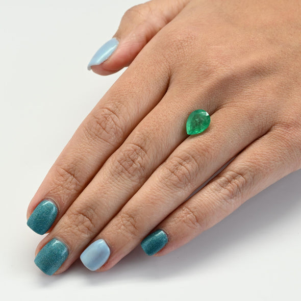 3.41 ct Pear Cut Loose Emerald