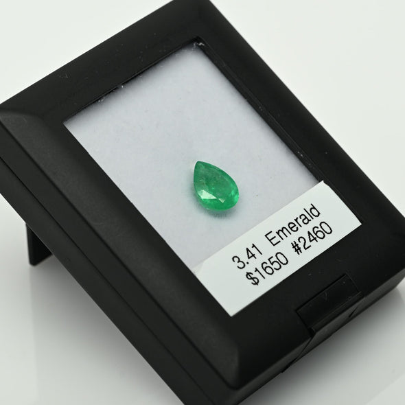 3.41 ct Pear Cut Loose Emerald