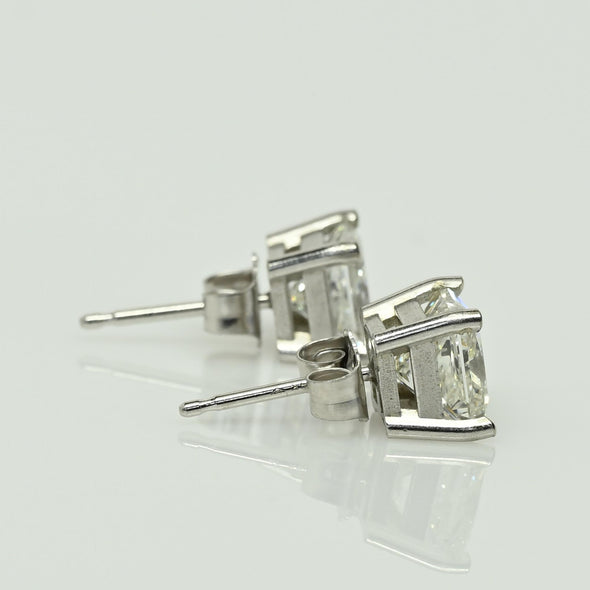 2.25cttw Princess Cut F VVS Diamond Stud 14k White Gold Earrings w GIA