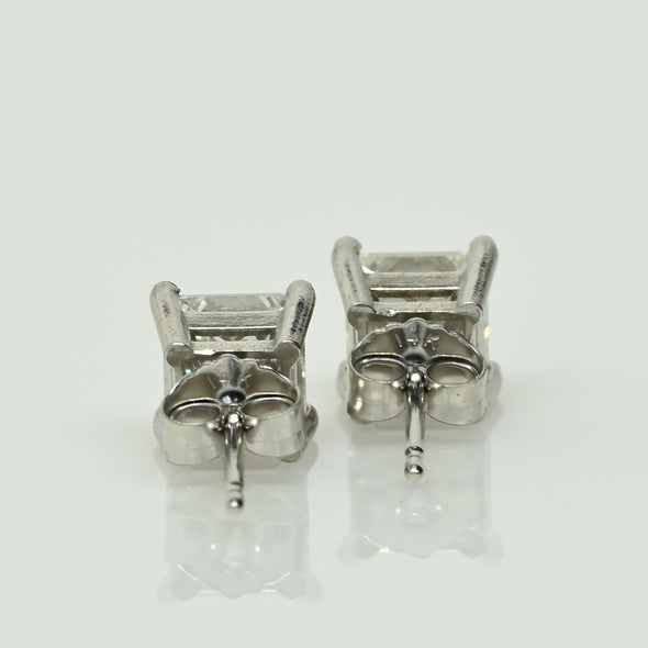 2.25cttw Princess Cut F VVS Diamond Stud 14k White Gold Earrings w GIA