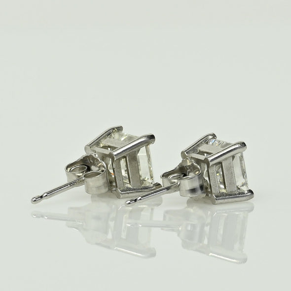 2.25cttw Princess Cut F VVS Diamond Stud 14k White Gold Earrings w GIA