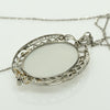 Edwardian 29ct Oval Moonstone Diamond Bow Motif Platinum Pendant