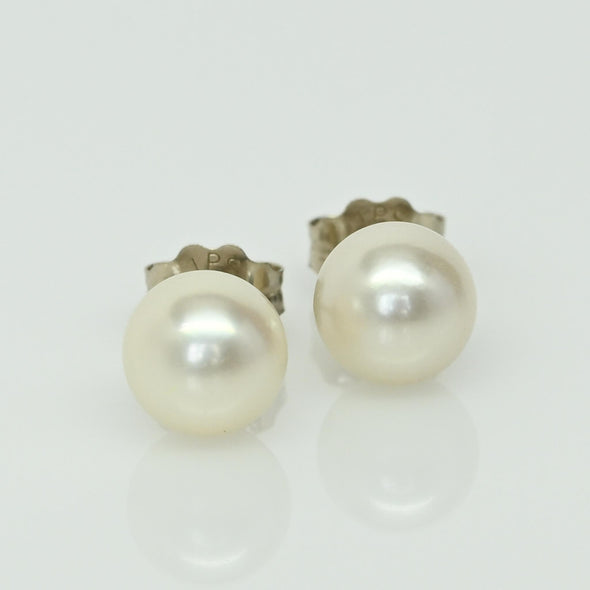 Cultured Pearl 6mm 14k White Gold Stud Earrings