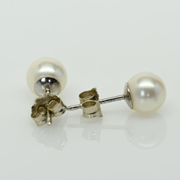 Cultured Pearl 6mm 14k White Gold Stud Earrings