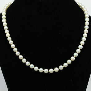 6.5mm Cultured Pearl Necklace w 14k Gold Clasp