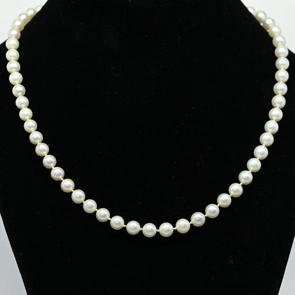 6.5mm Cultured Pearl Necklace w 14k Gold Clasp