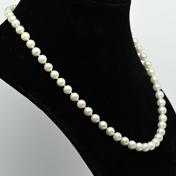 6.5mm Cultured Pearl Necklace w 14k Gold Clasp