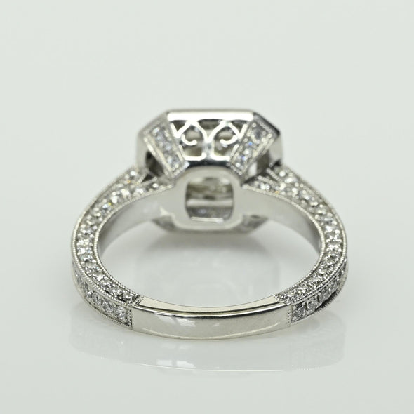 2.14ctw Cushion Cut Diamond Halo 18k White Gold Engagement Ring