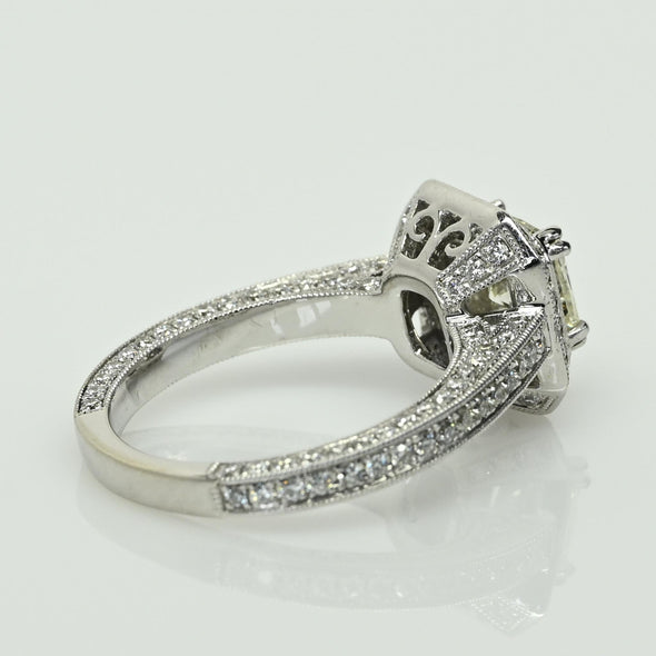 2.14ctw Cushion Cut Diamond Halo 18k White Gold Engagement Ring