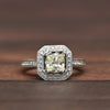 2.14ctw Cushion Cut Diamond Halo 18k White Gold Engagement Ring